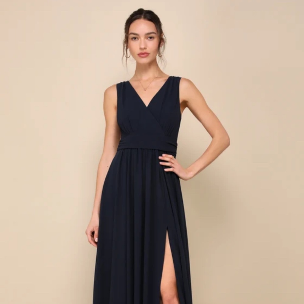 Lulu’s Thoughts of Hue Navy Blue Surplice Maxi Dress